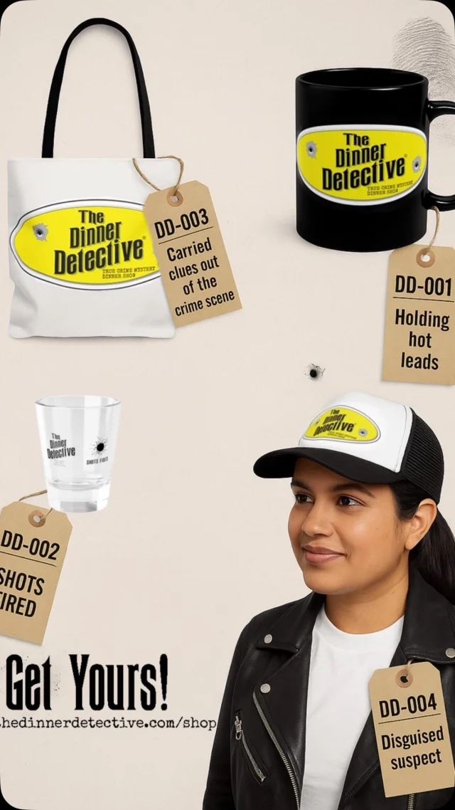 🔎 NEW EVIDENCE IS AVAILABLE
Did you know that you can bring The Dinner Detective merch home? Well you can and it is officially on the loose—and it’s armed with style.

Don’t let these suspects vanish. 🕵️‍♂️

#TrueCrimeStyle #DinnerDetective #MysteryMerch #ShotsFired #SolveItInStyle #TrueCrime #MurderMystery