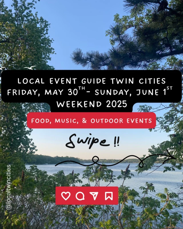 Save this event guide for this upcoming weekend (May 30th - June 1st) in the Twin Cities! Follow for summer weekend event guides every Friday!

#localfood #localbeer #locallymade #localartist #locallyowned #localminnesota #localminneapolis #thingstodominnesota #thingstodominneapolis  #minnesota #minnesotan #thingstodothisweekend #thingstodothisweekend #thingstodothisweekendmn
