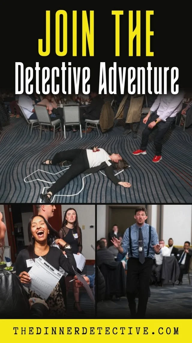 Think you have what it takes to solve the crime? Immerse yourself in a true crime dinner show filled with twists and turns! Book your adventure with The Dinner Detective and see if you can catch the culprit while enjoying a delectable meal!

#DinnerDetective #MurderMystery #BookYourAdventure #EngageYourMind #ThePerfectNight