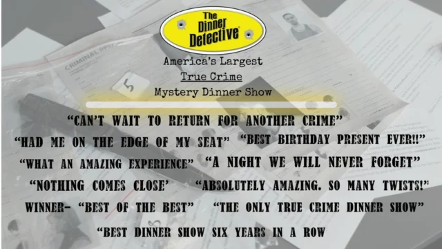 🔎 https://www.thedinnerdetective.com

🚨 There’s been a crime…and dinner’s on the line! 🍽️💀

Think you can crack the case before dessert? Come to a show near you and experience the ultimate night out, packed with twists, turns, and tons of laughs!

👔 No cheesy costumes. No awkward stage. Just real guests. Real clues. Real suspects…maybe even YOU. 😱

🎭 Voted a 2025 TripAdvisor Traveler’s Choice Award Winner - top 10% of things to do worldwide! 🌍✨

🎟️ Grab your tickets now before they’re gone. Your next unforgettable night out is just a click away.

#DinnerDetective #TrueCrimeDinner #MurderMystery #WhodunitFun #DateNightDoneRight